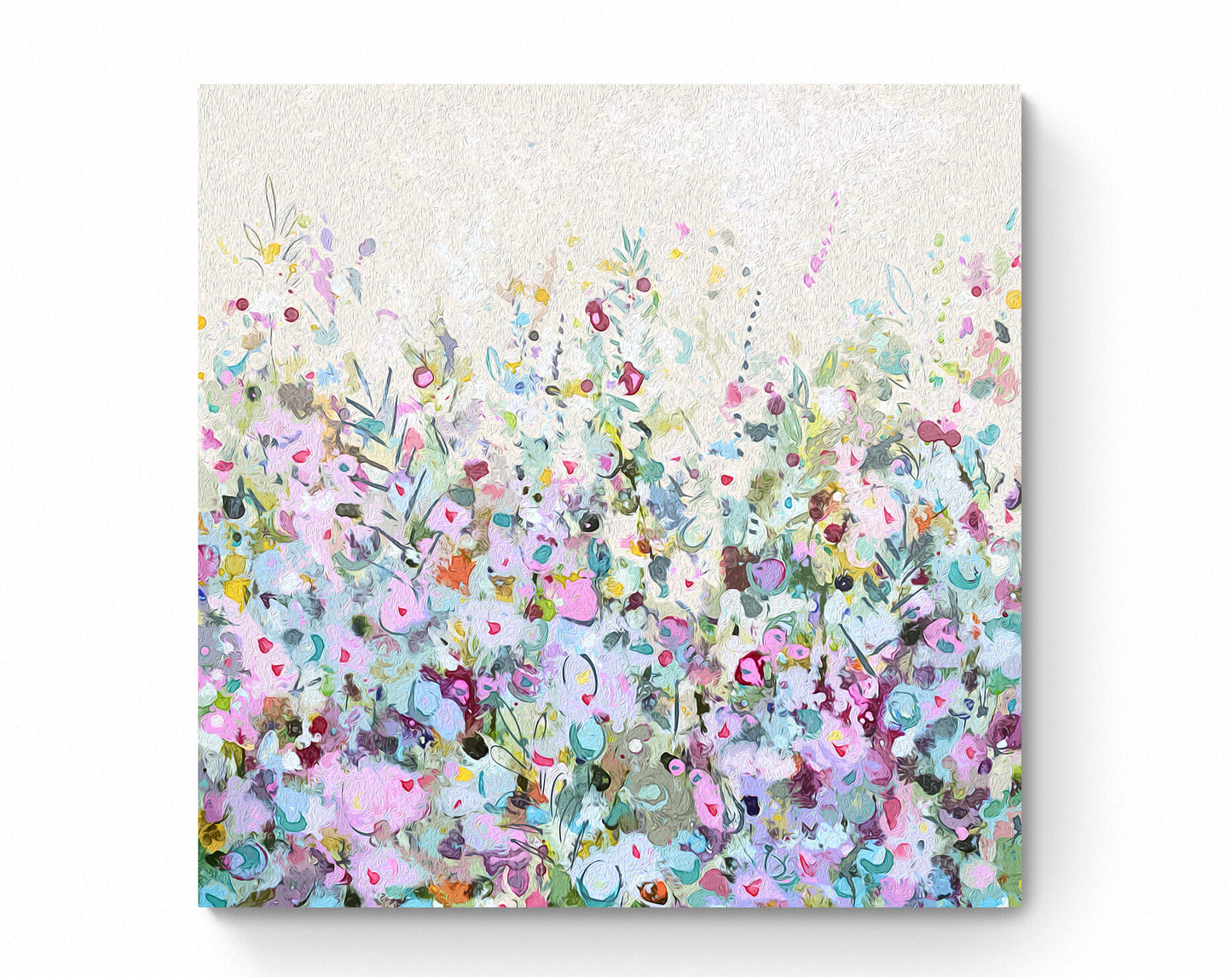 Floral Meadow Wall Art Print on Stretched Canvas or Fine Art Paper