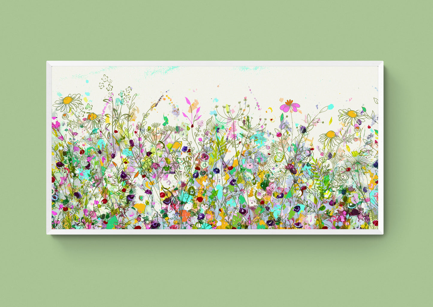Large Panoramic Abstract Floral Meadow Canvas Print - MM41