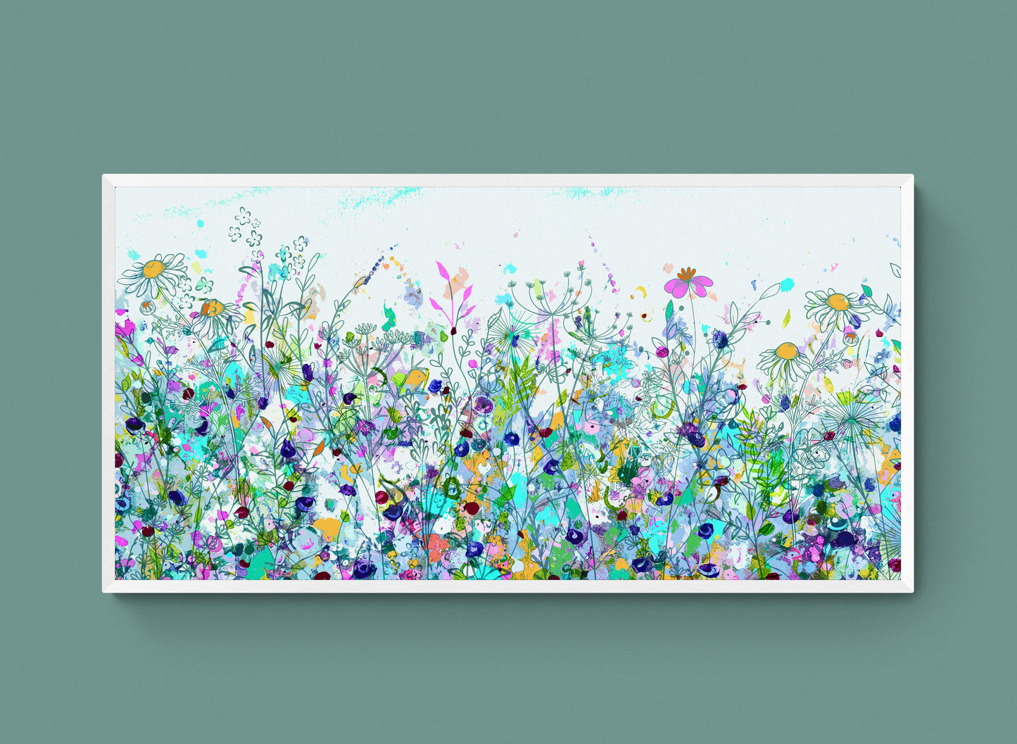 Large Panoramic Abstract Floral Meadow Canvas Print - MM40