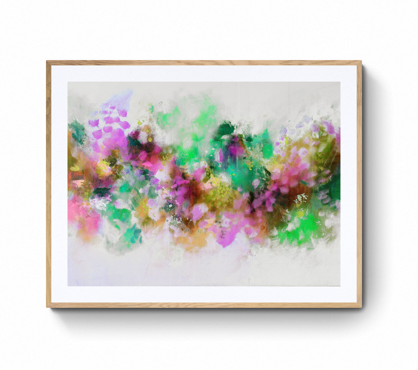 Green Pink Flow - Colourful Abstract Art Giclee Print on Stretched Canvas or Fine Art Paper