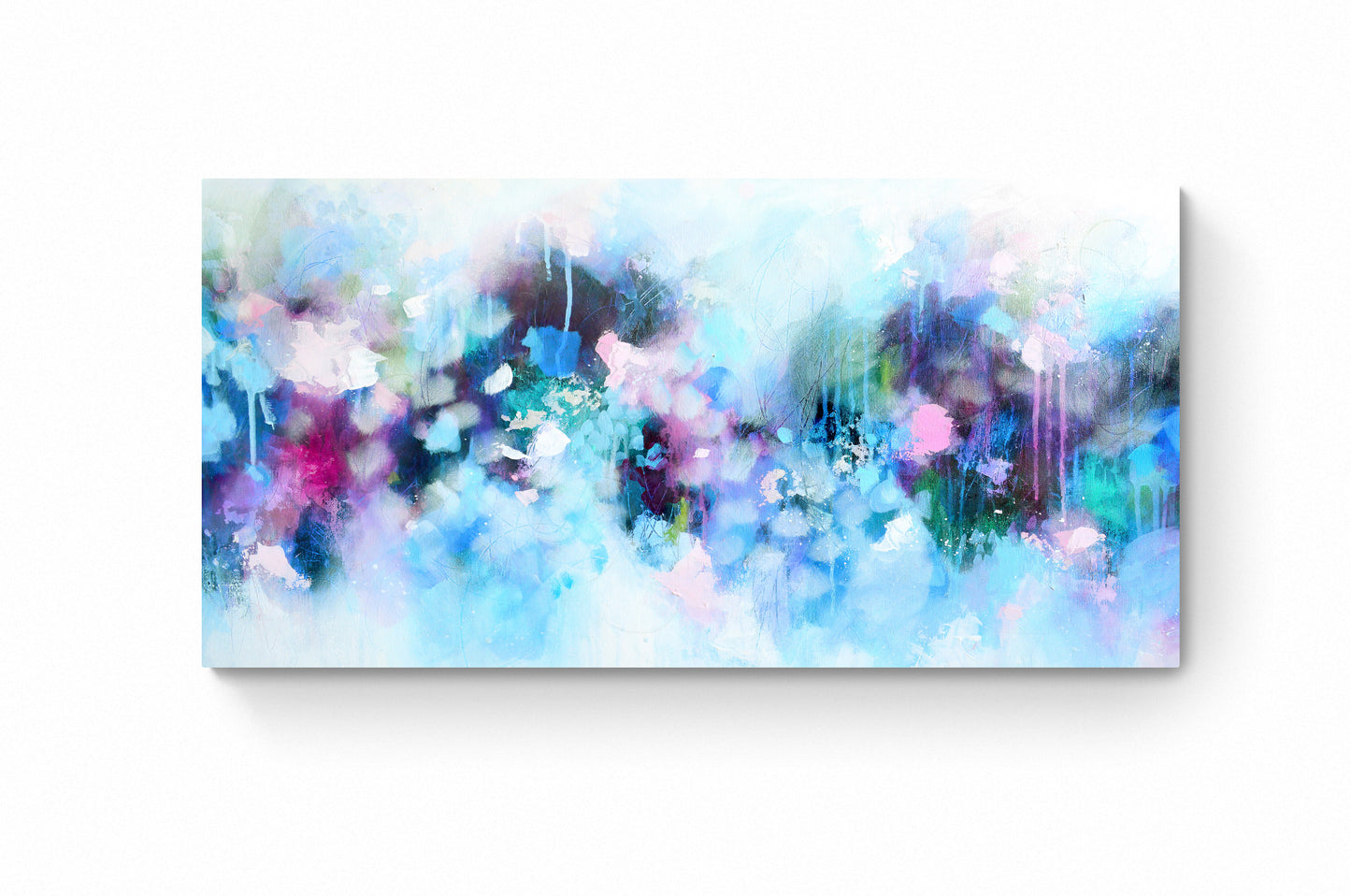 Large Blue Purple Abstract Wall Art Giclee Print on Stretched Canvas