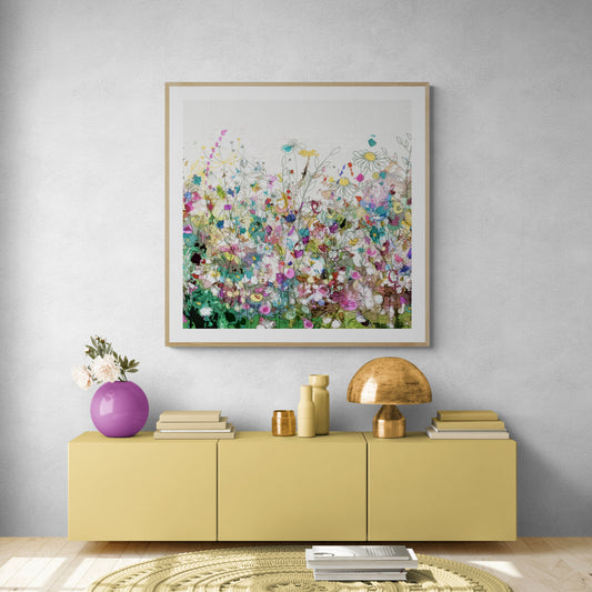 Floral Meadow Wall Art Print on Stretched Canvas or Fine Art Paper