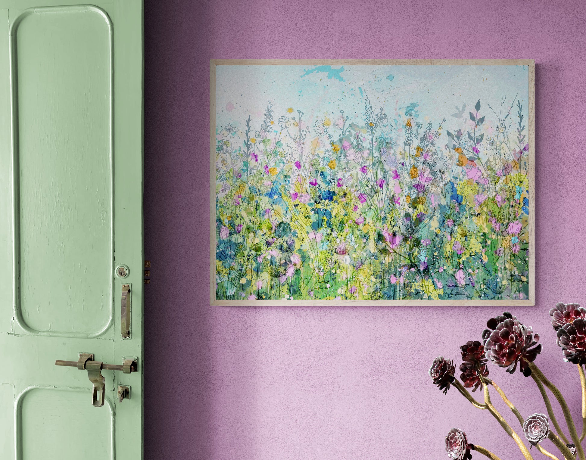 floral meadow painting print