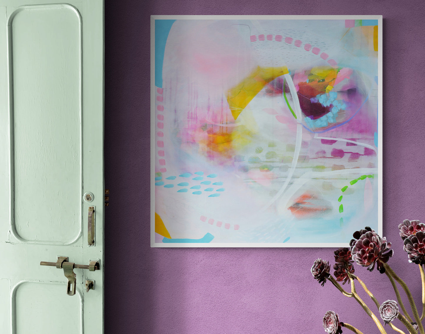 Pink and Blue Expressive Abstract Art - AB40