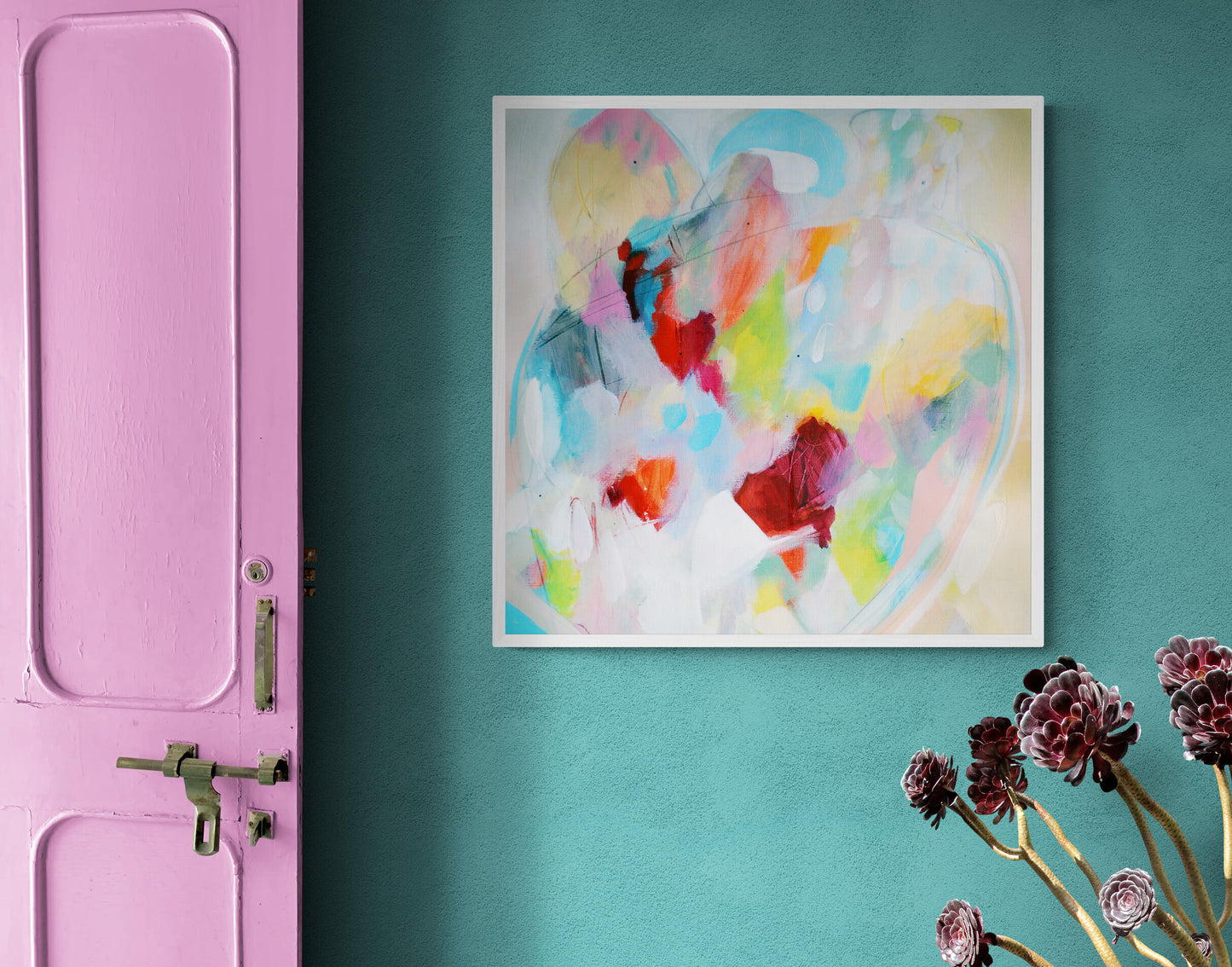 Multicoloured Abstract Art Giclee Print on Stretched Canvas or Fine Art Paper - Henrietta