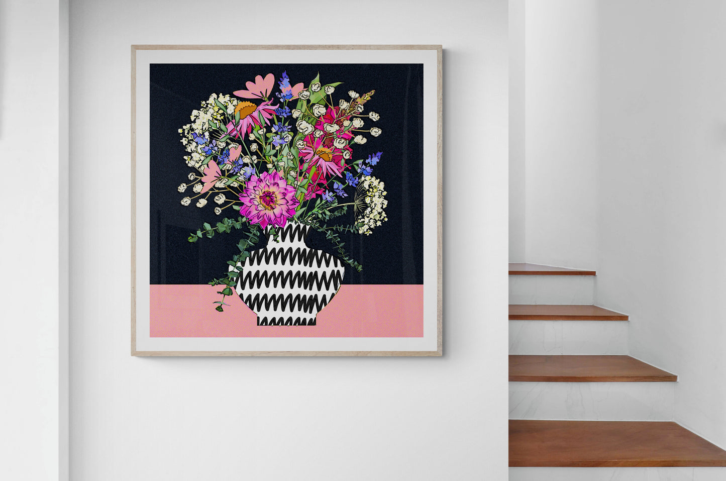 Dark Floral Bouquet Wall Art Print on Stretched Canvas or Fine Art Paper