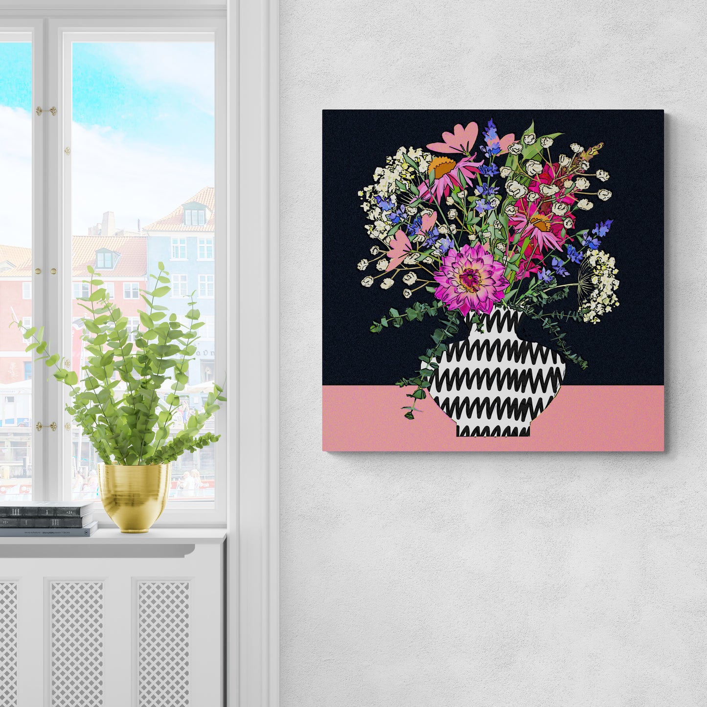 Dark Floral Bouquet Wall Art Print on Stretched Canvas or Fine Art Paper