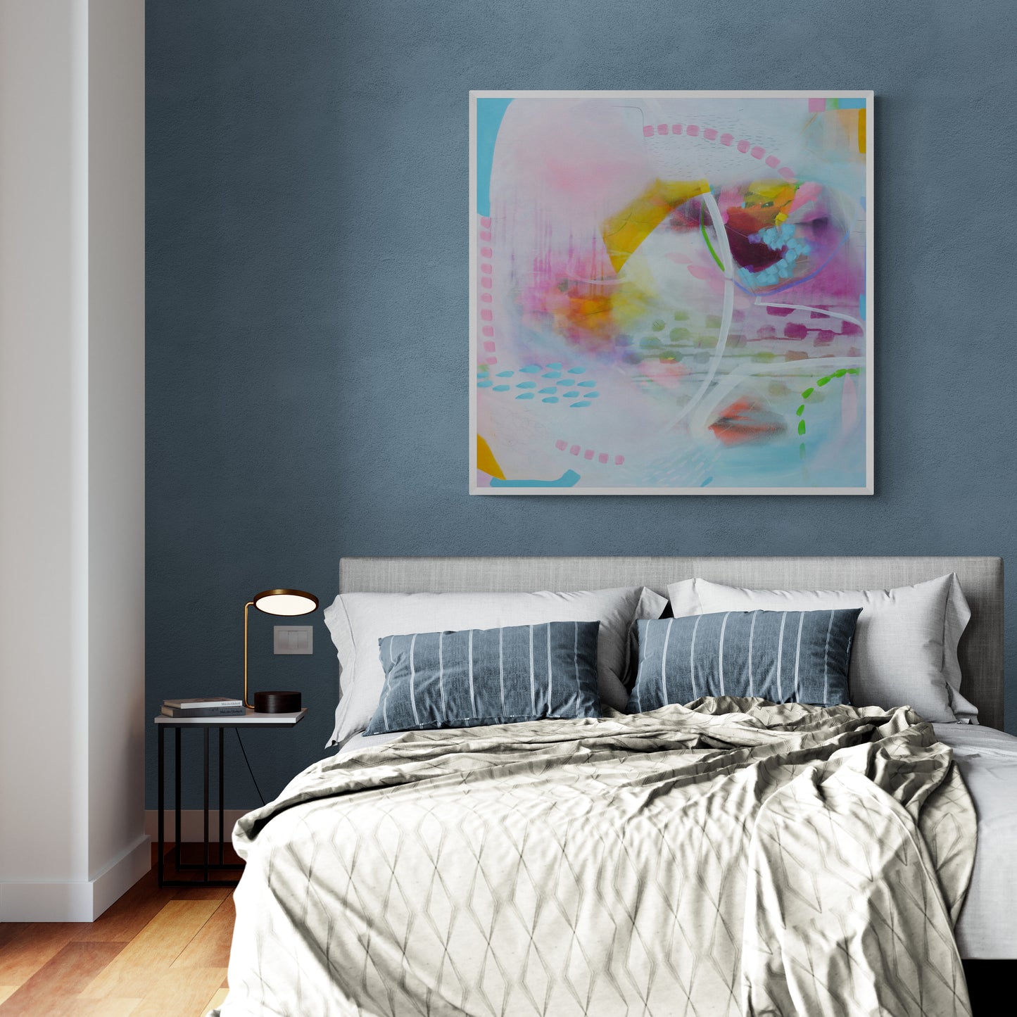 Pink and Blue Expressive Abstract Art - AB40