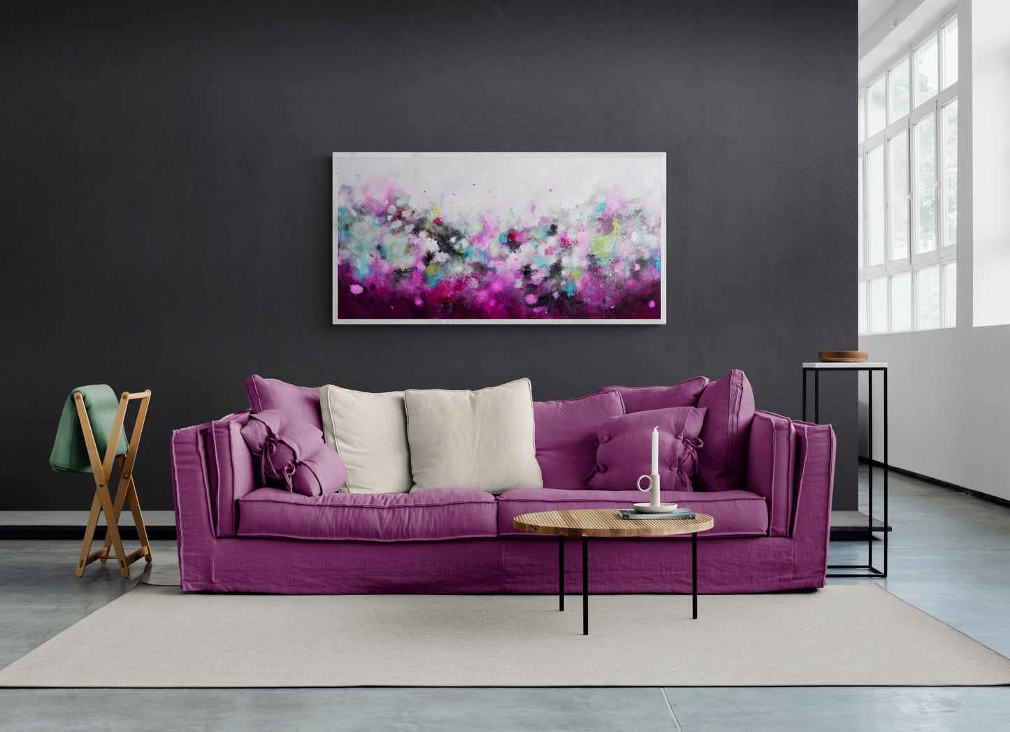 Large Panoramic Abstract Wall Art Giclee Print on Stretched Canvas