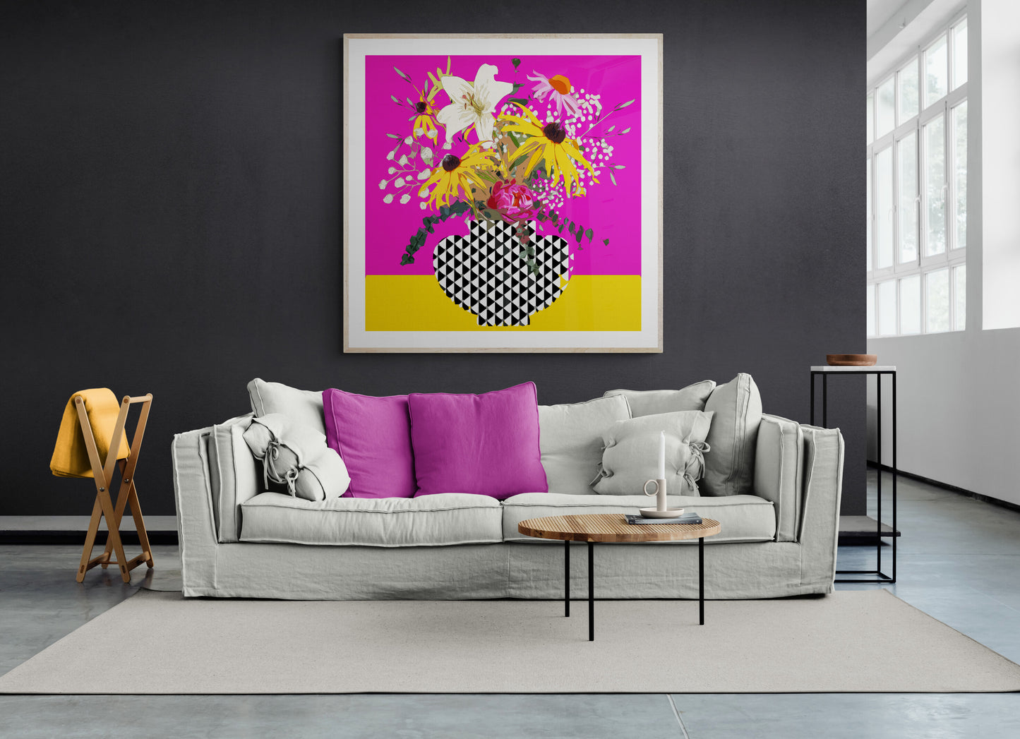 Vibrant Floral Wall Art Print on Stretched Canvas or Fine Art Paper