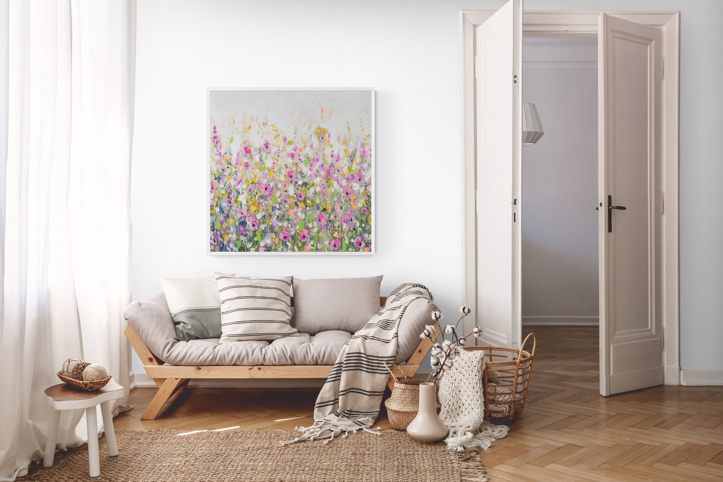 Pink and Orange Floral Meadow