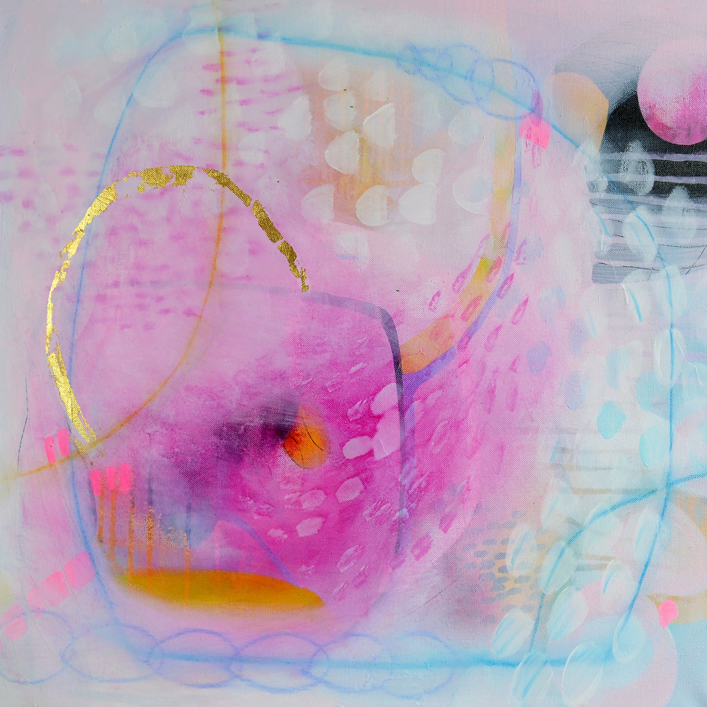 Blue and Pink Abstract Art Giclee Print on Stretched Canvas or Fine Art Paper - Various Sizes