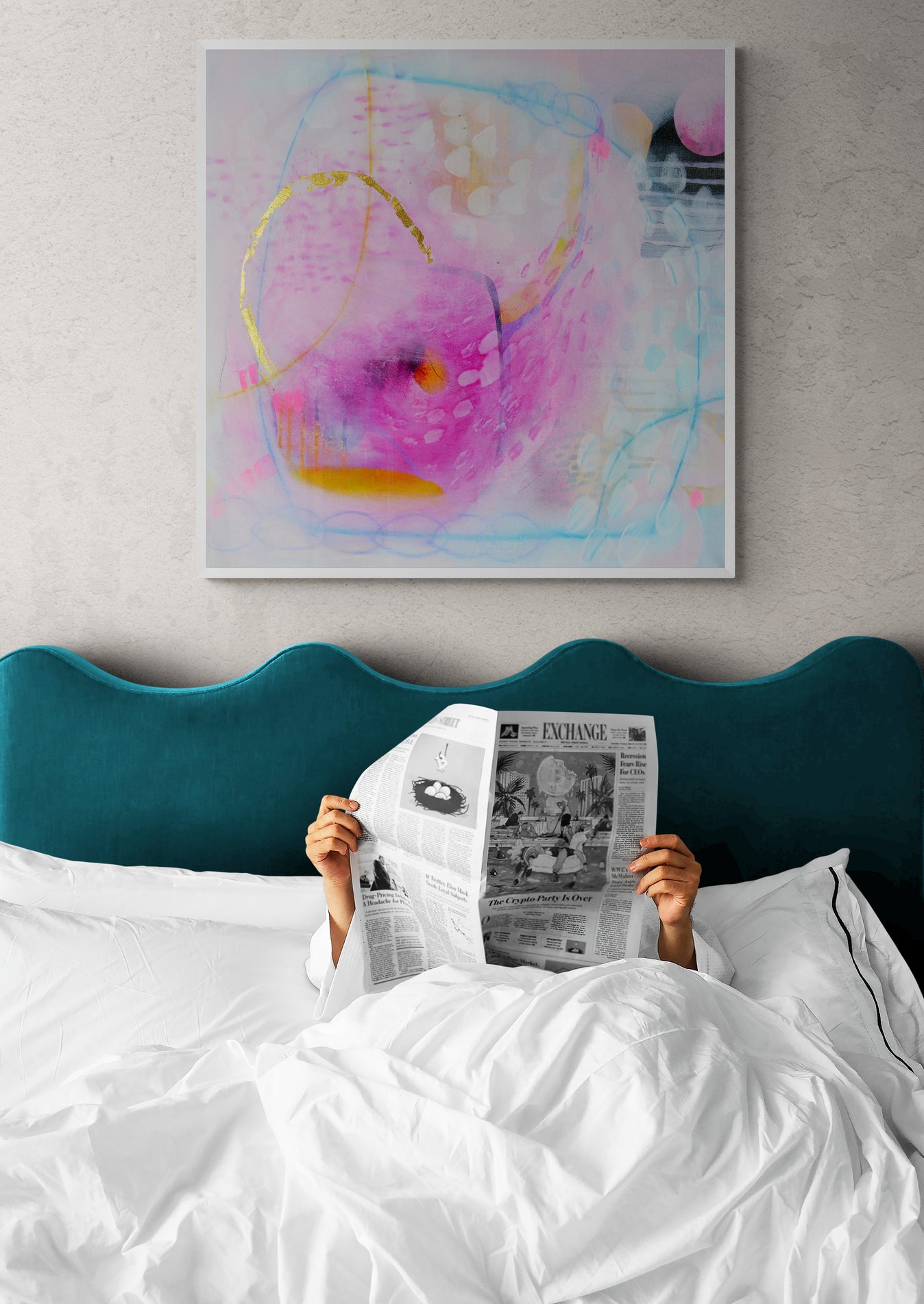 pink and blue abstract art