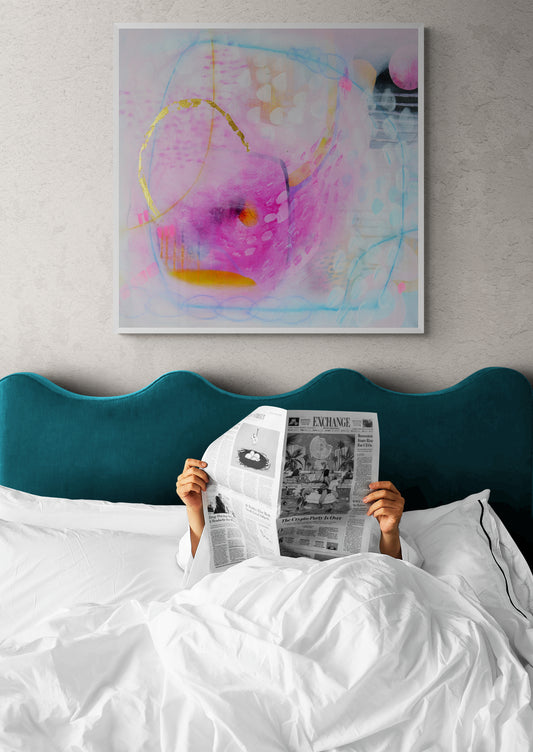 pink and blue abstract art