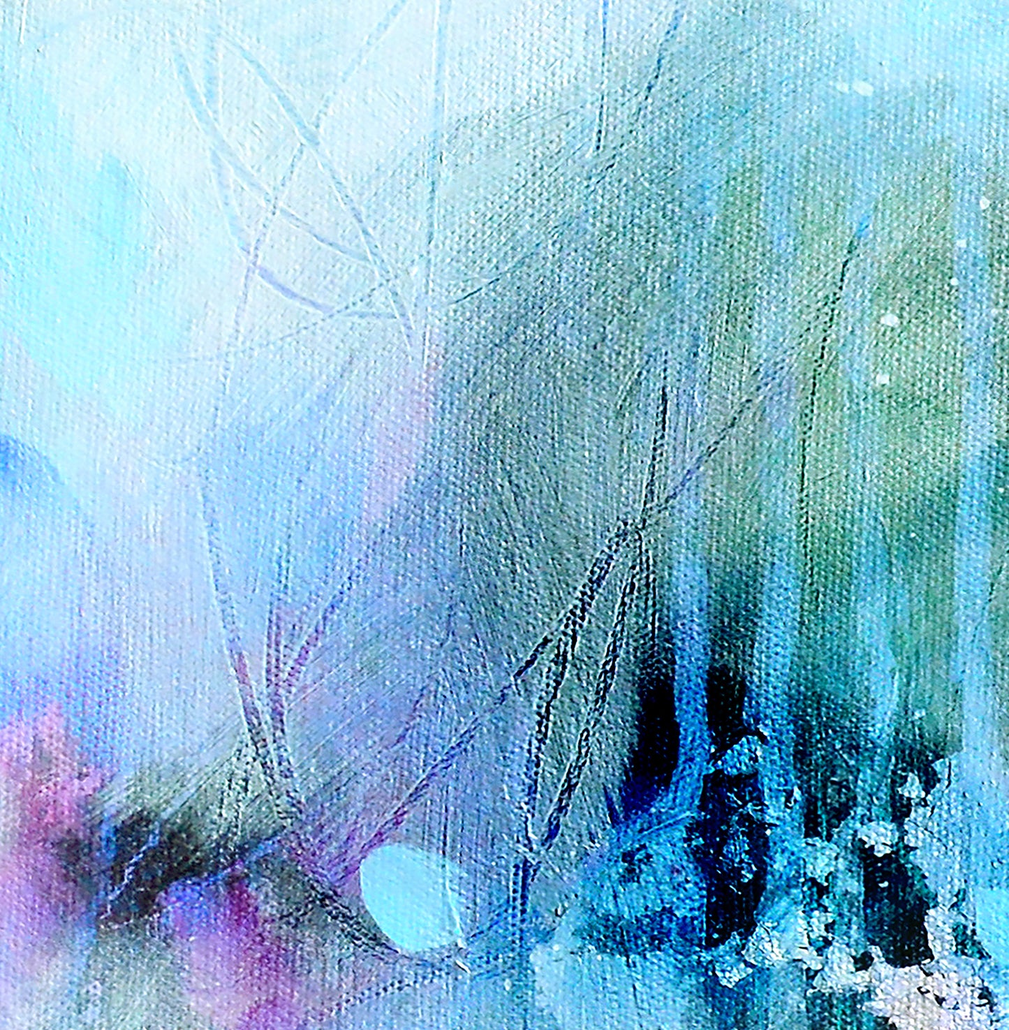 Large Blue Purple Abstract Wall Art Giclee Print on Stretched Canvas