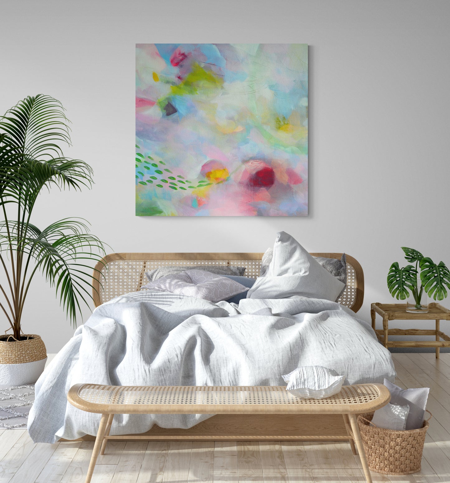 Green and Pink Abstract Art Giclee Print on Stretched Canvas or Fine Art Paper - Various Sizes
