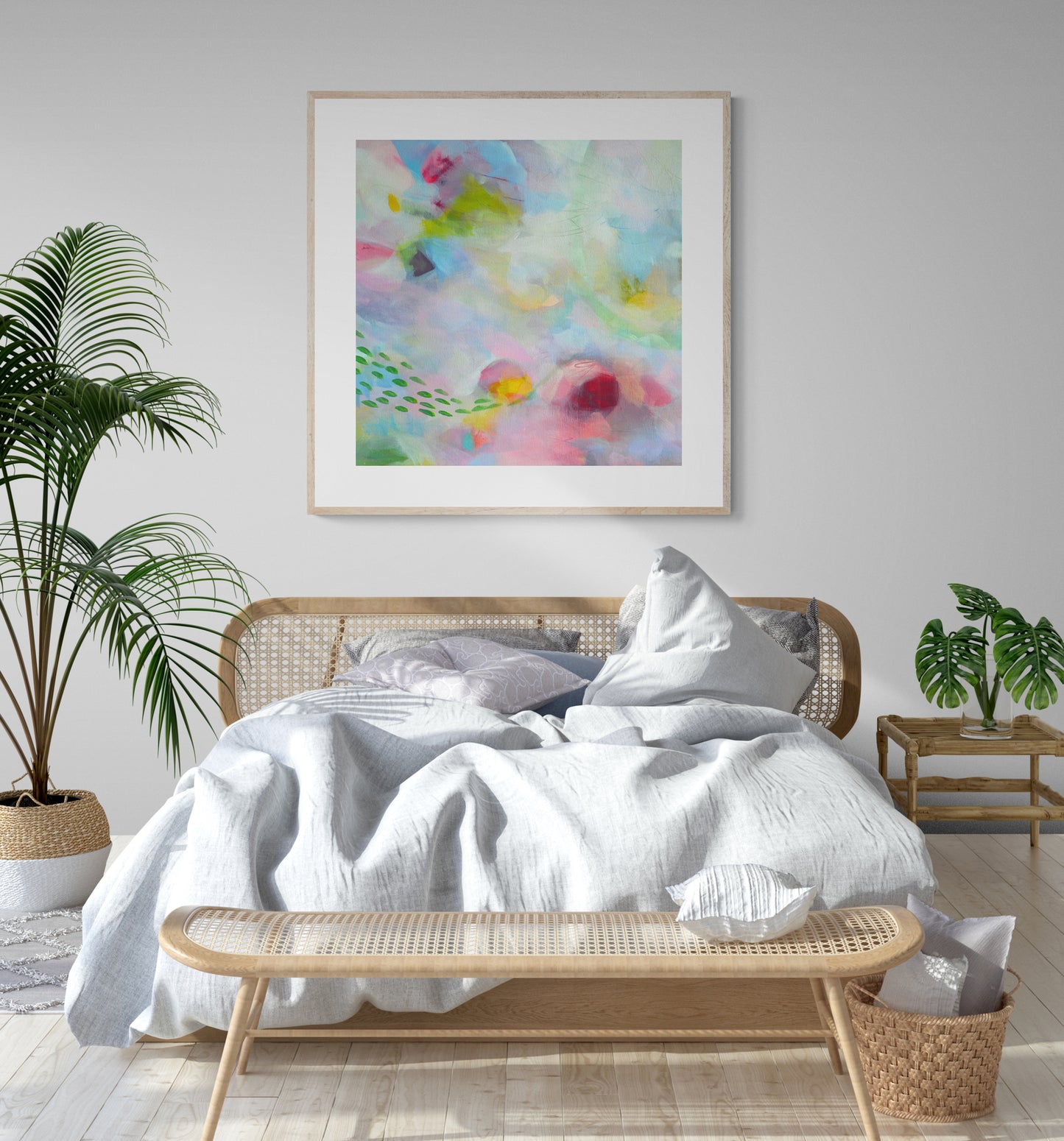 Green and Pink Abstract Art Giclee Print on Stretched Canvas or Fine Art Paper - Various Sizes