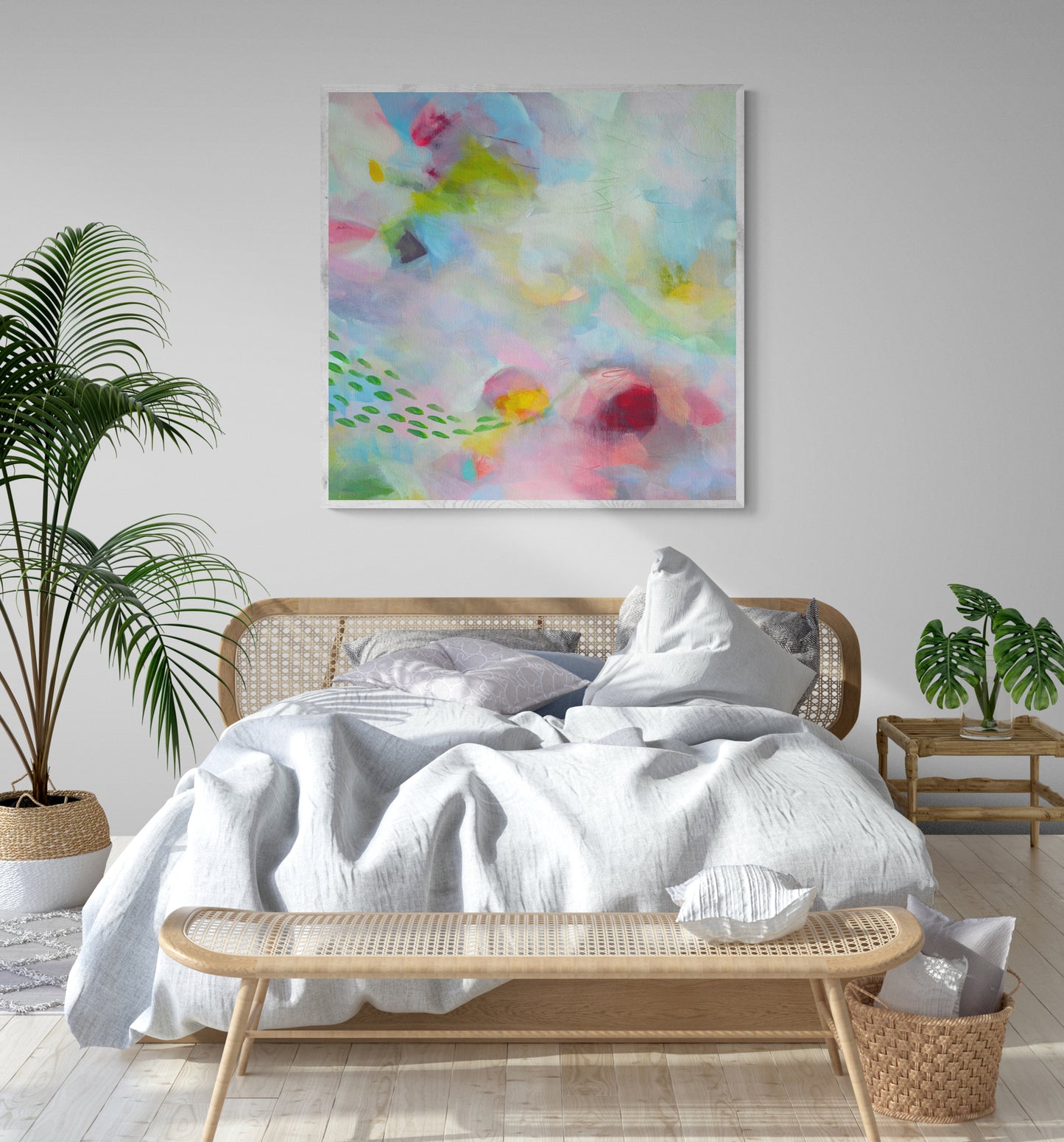 Green and Pink Abstract Art Giclee Print on Stretched Canvas or Fine Art Paper - Various Sizes