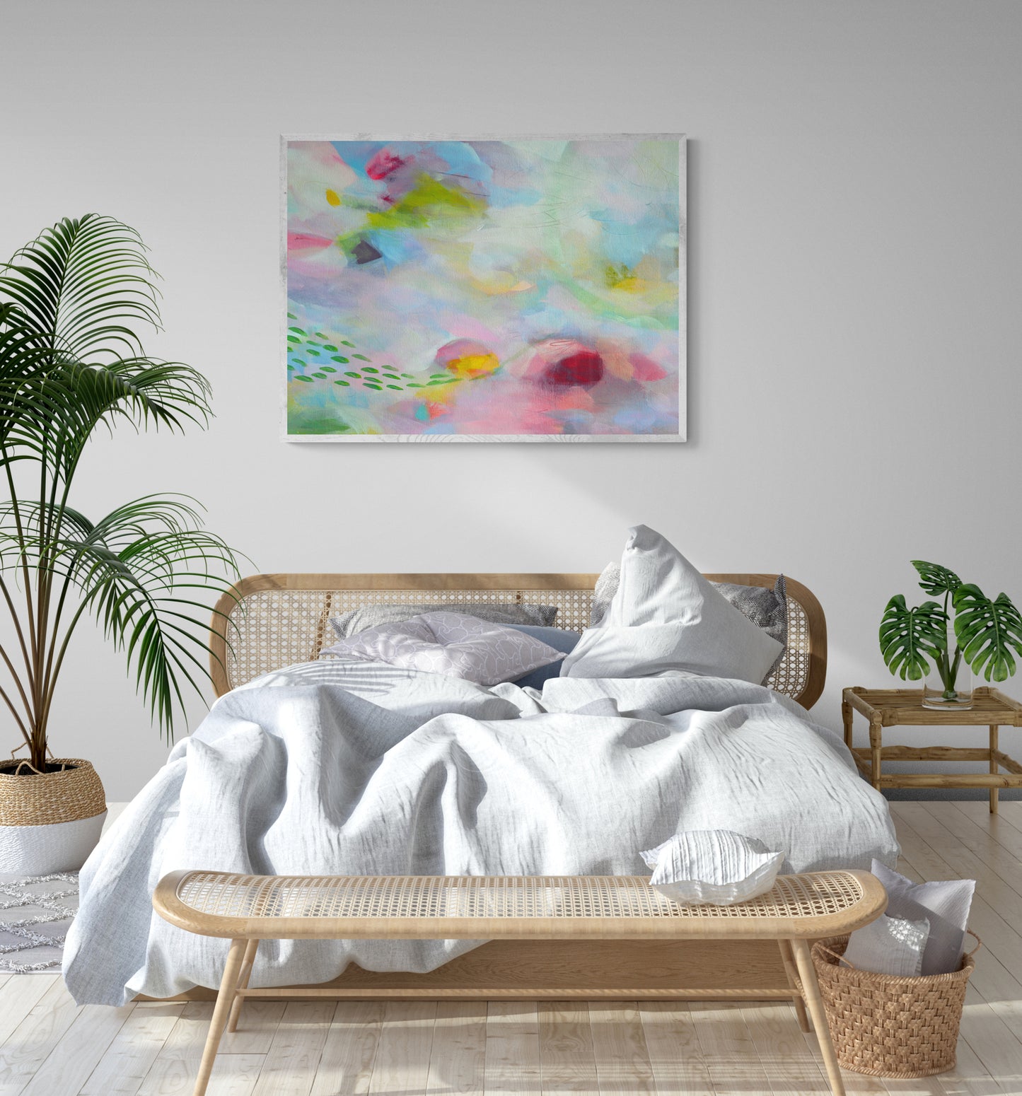 Green and Pink Abstract Art Giclee Print on Stretched Canvas or Fine Art Paper - Various Sizes