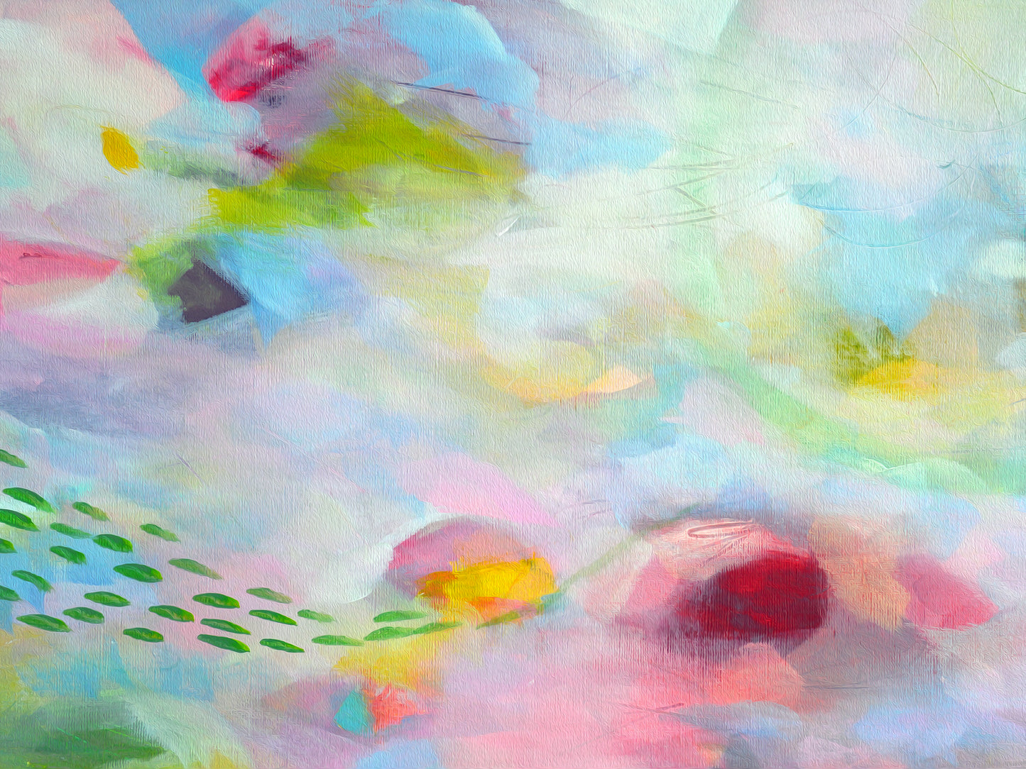 Green and Pink Abstract Art Giclee Print on Stretched Canvas or Fine Art Paper - Various Sizes