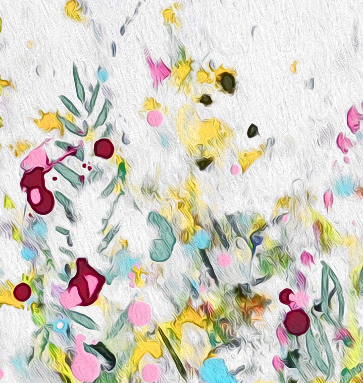 Floral Meadow Wall Art Print on Stretched Canvas or Fine Art Paper