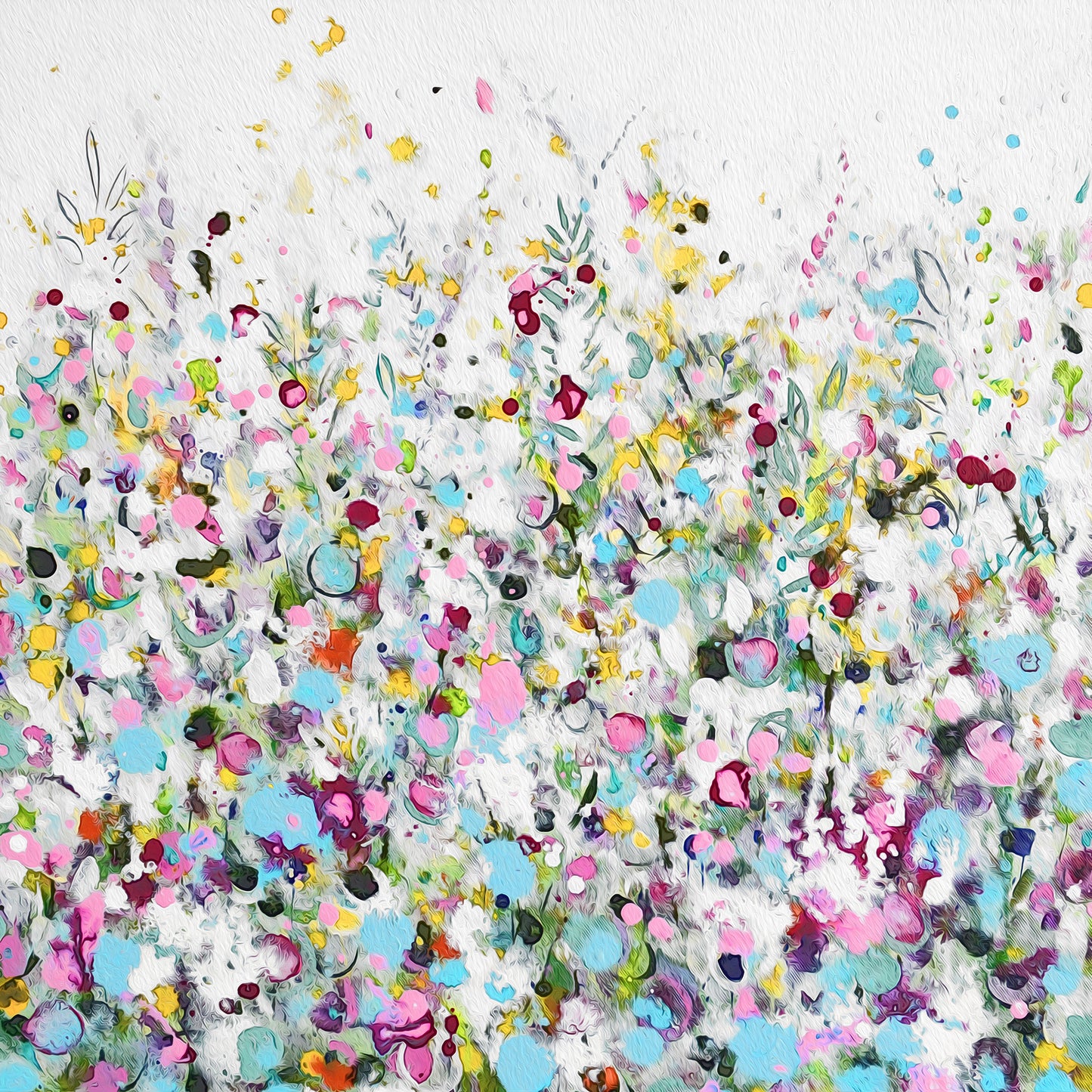 Floral Meadow Wall Art Print on Stretched Canvas or Fine Art Paper