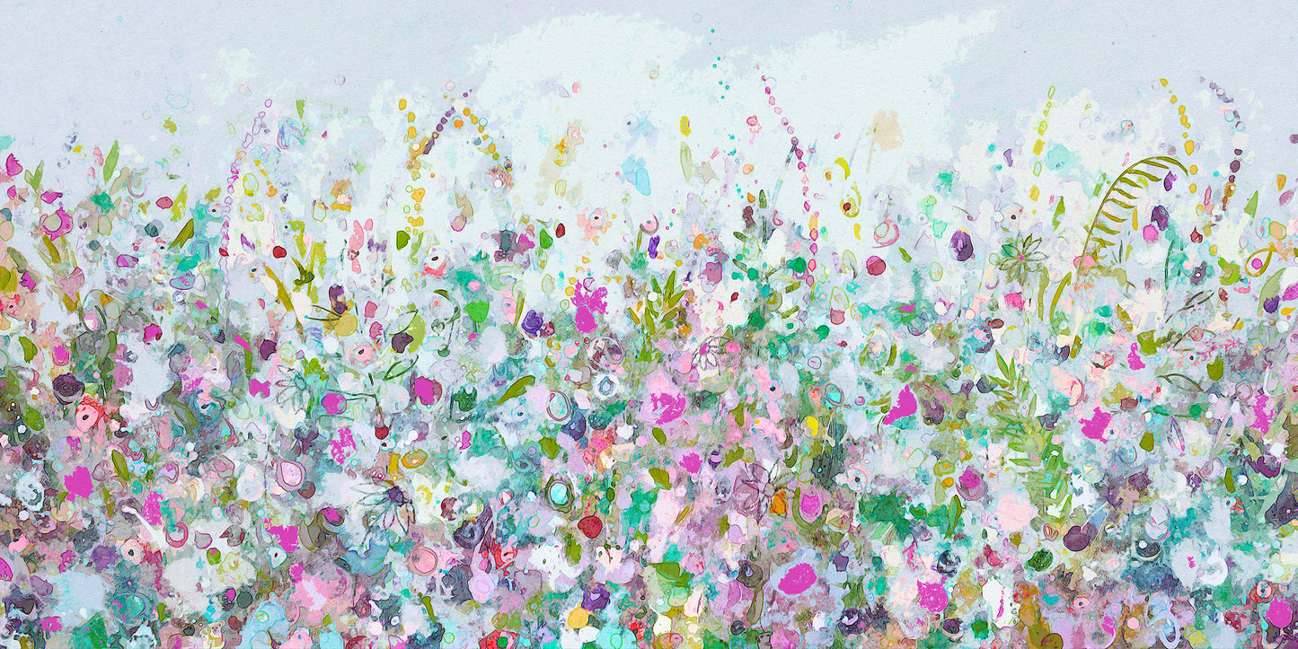 Floral Meadow Wall Art Giclee Print on Stretched Canvas