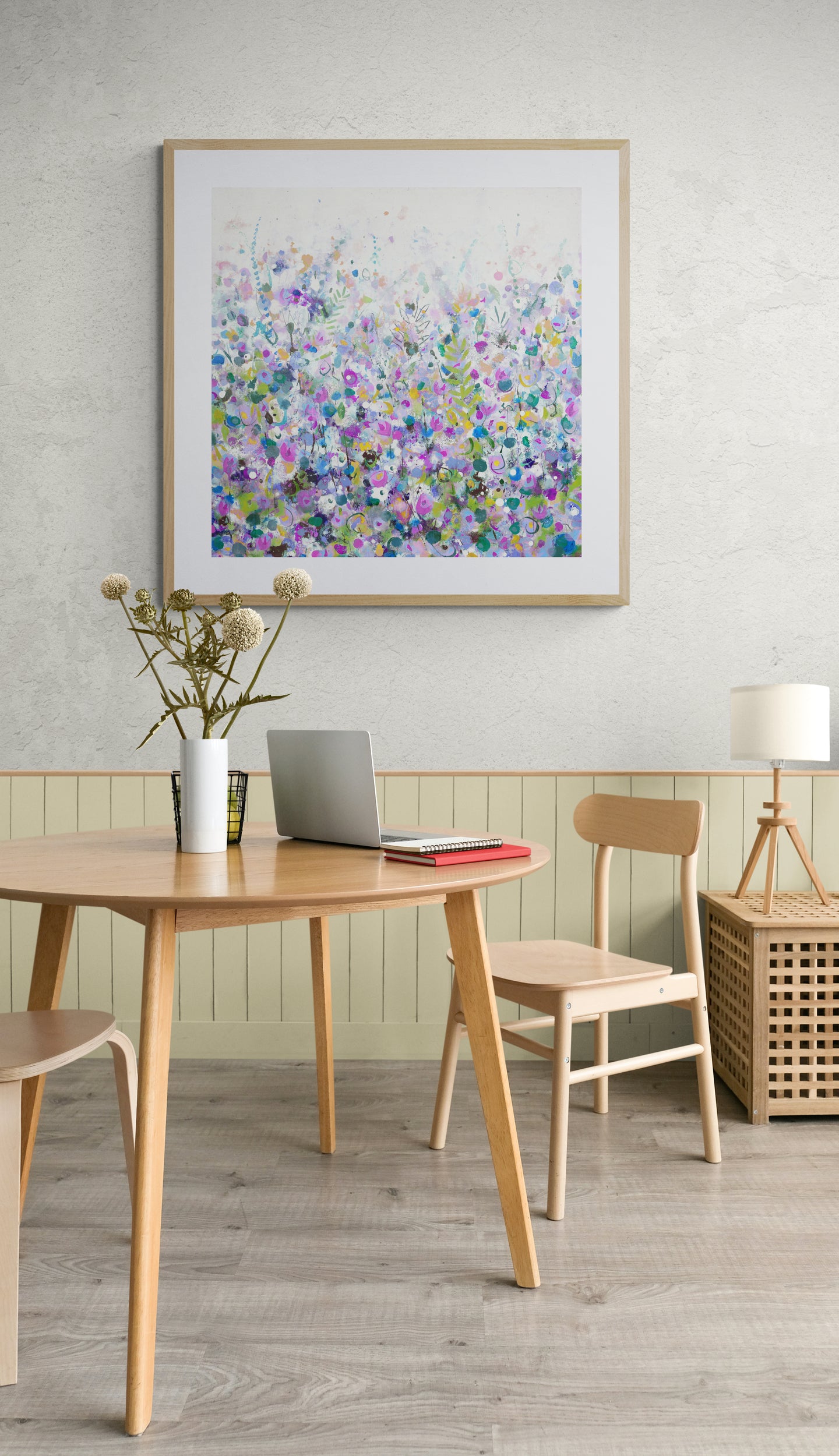 Purple Floral Meadow Wall Art Print on Stretched Canvas or Fine Art Paper