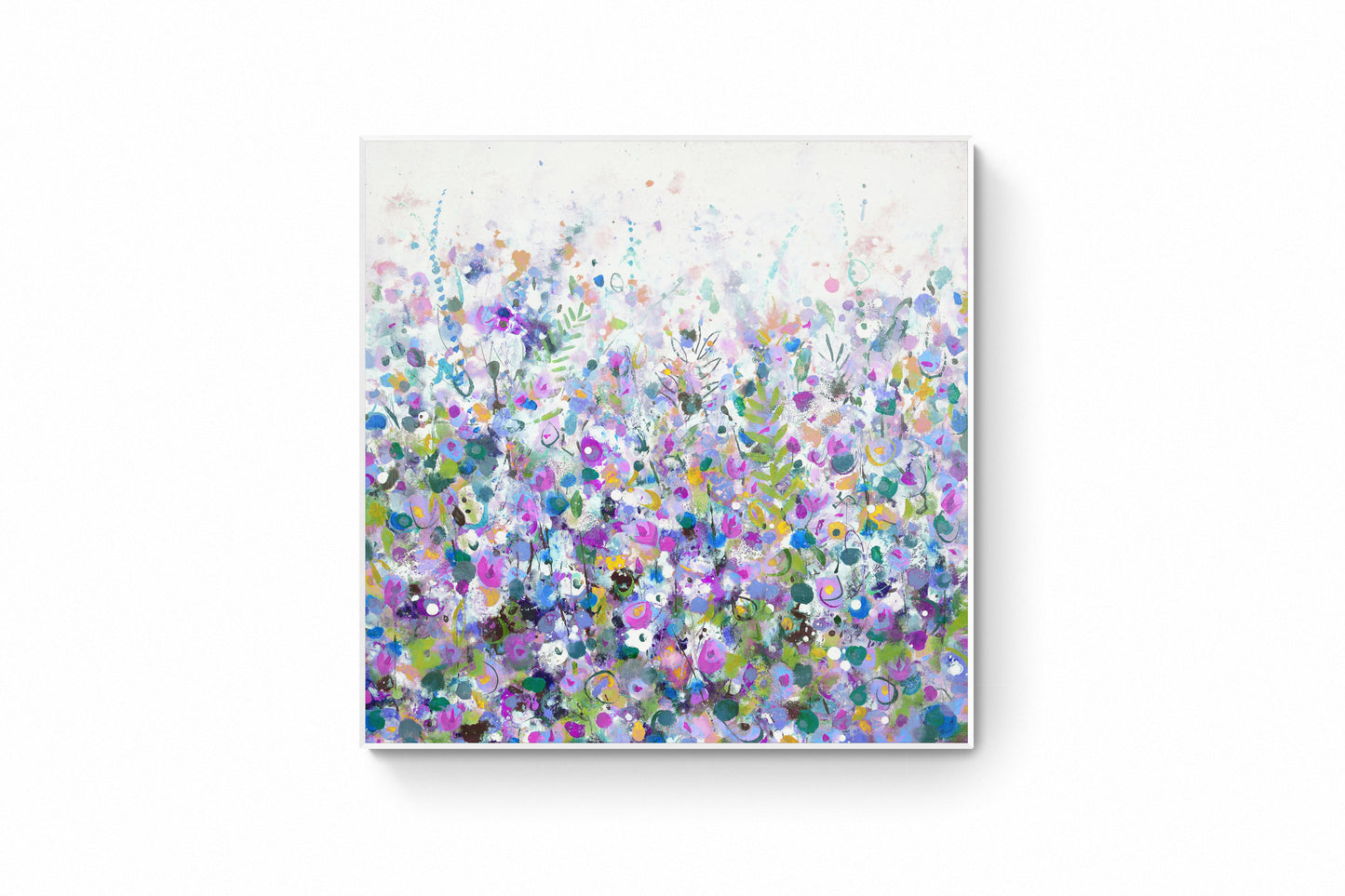Purple Floral Meadow Wall Art Print on Stretched Canvas or Fine Art Paper