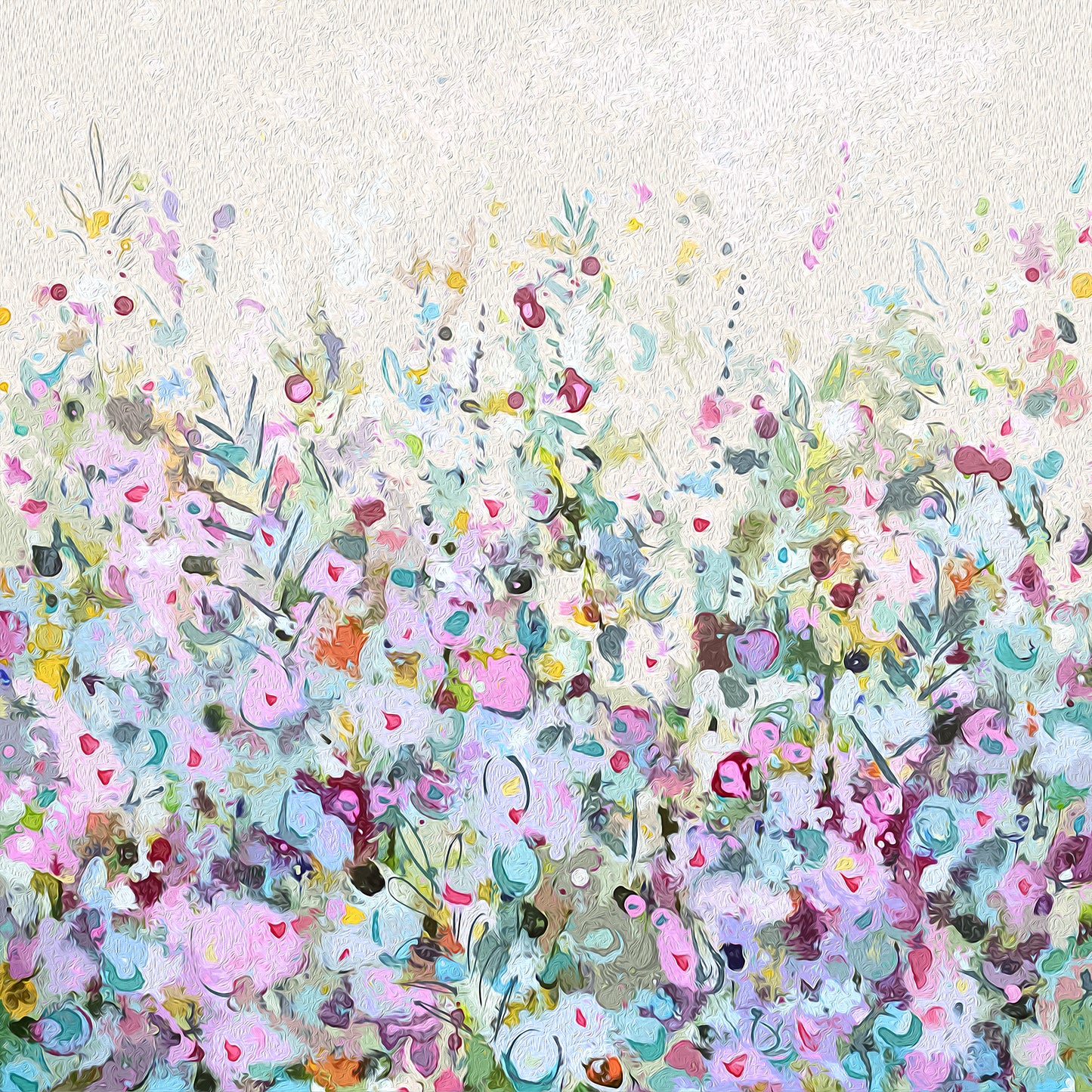Floral Meadow Wall Art Print on Stretched Canvas or Fine Art Paper