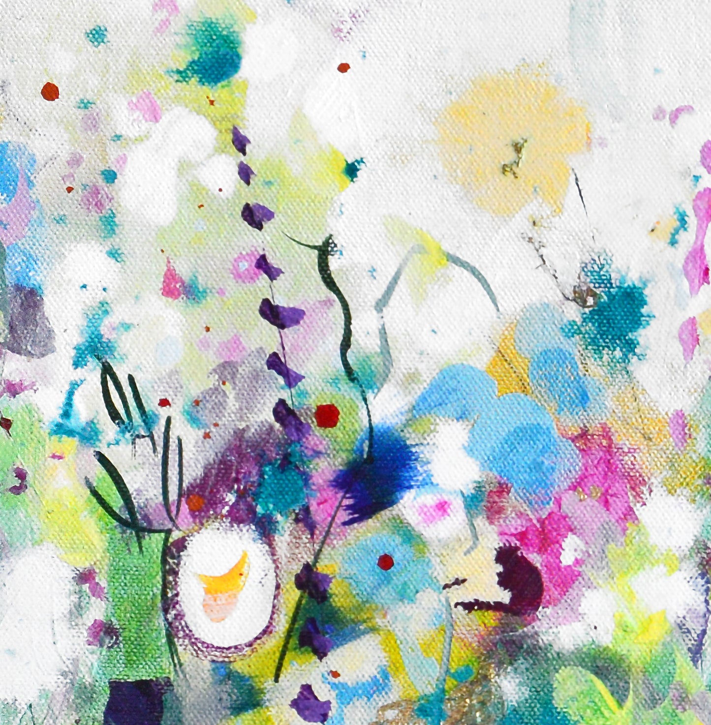Floral Meadow Art Giclee Print on Stretched Canvas
