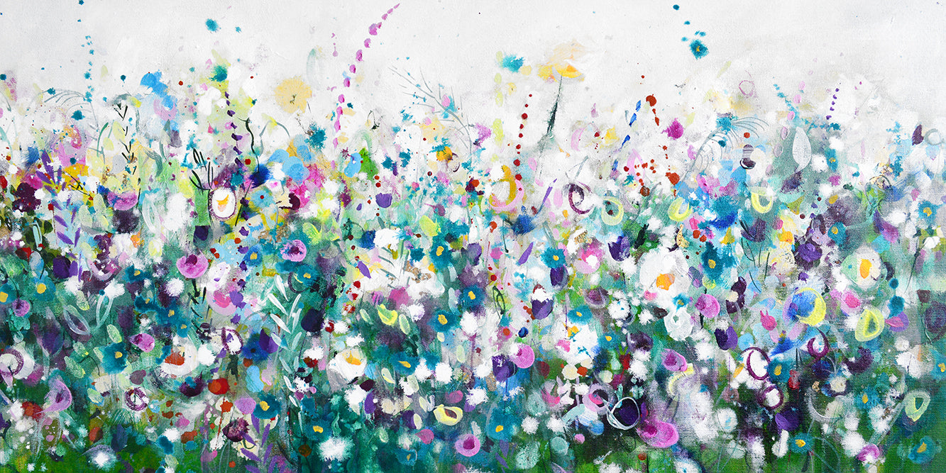 Floral Meadow Art Giclee Print on Stretched Canvas