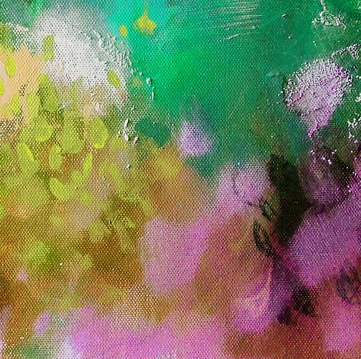 Green Pink Flow - Colourful Abstract Art Giclee Print on Stretched Canvas or Fine Art Paper