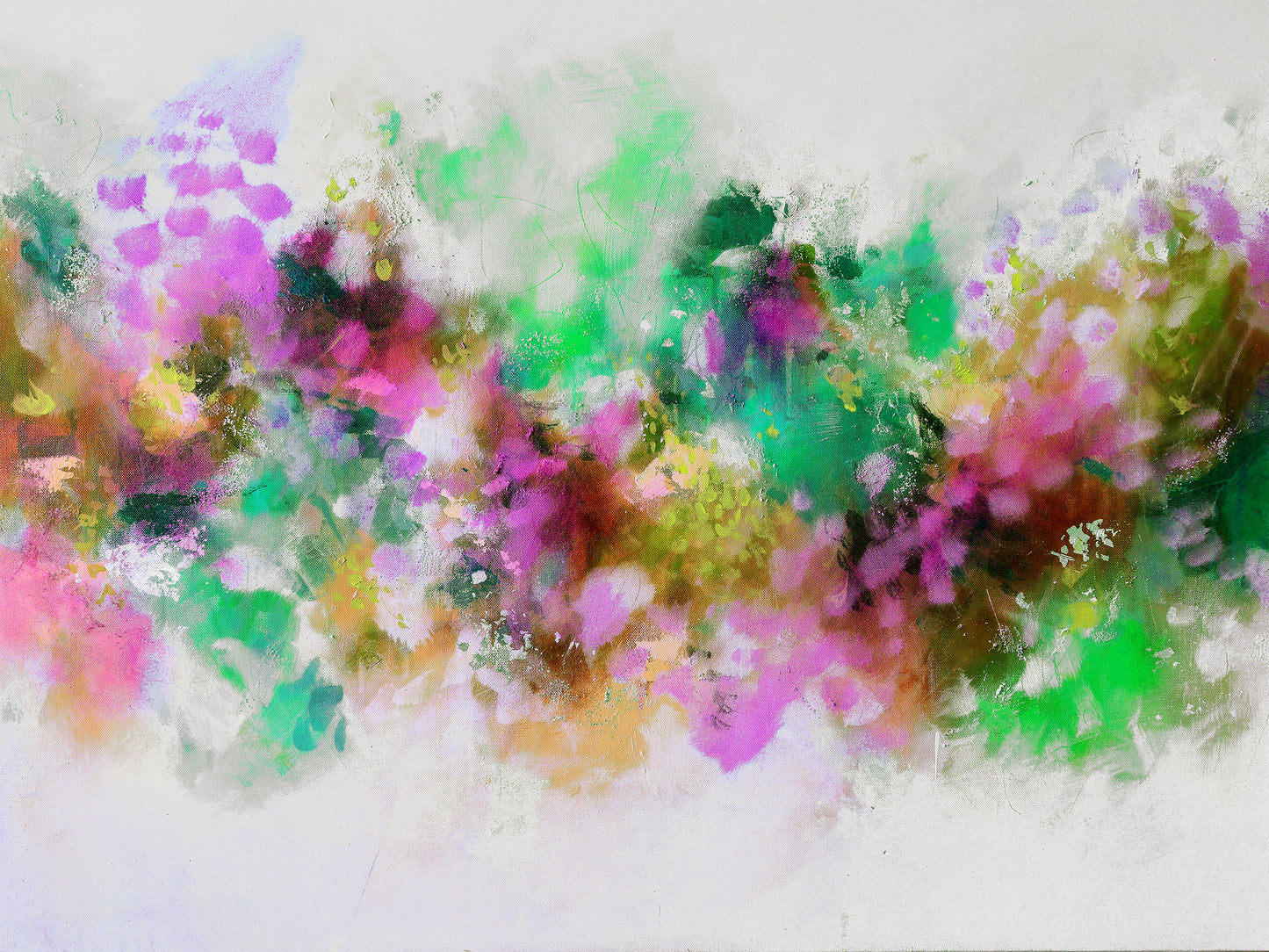 Green Pink Flow - Colourful Abstract Art Giclee Print on Stretched Canvas or Fine Art Paper