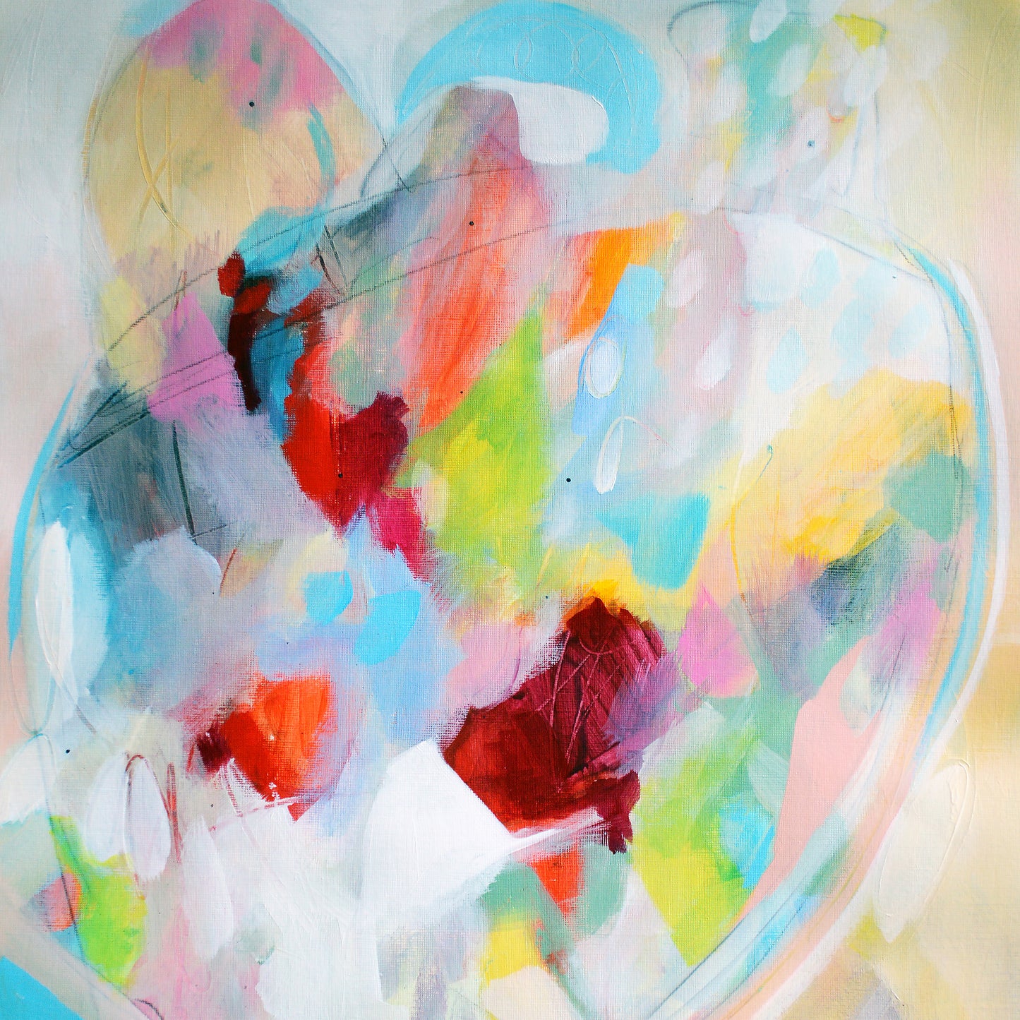 Multicoloured Abstract Art Giclee Print on Stretched Canvas or Fine Art Paper - Henrietta