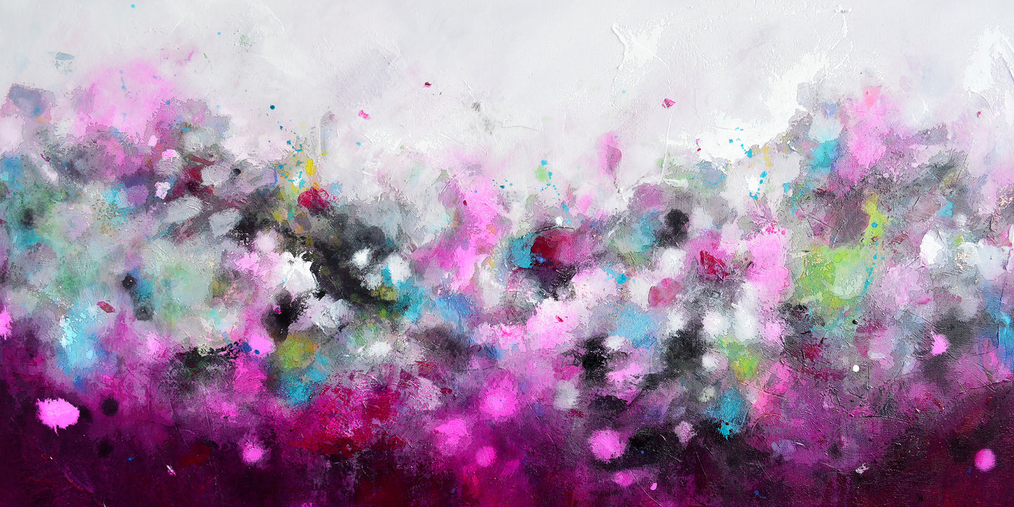 Large Panoramic Abstract Wall Art Giclee Print on Stretched Canvas