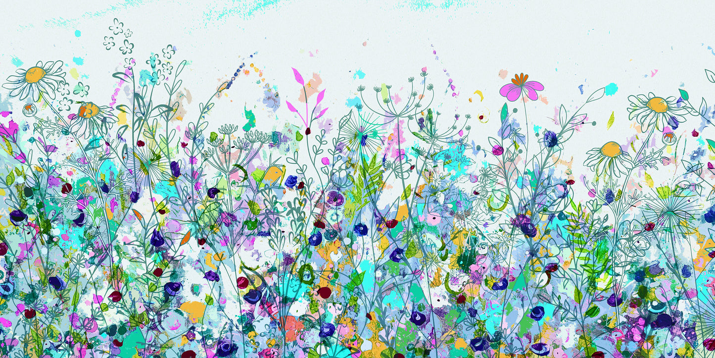 Large Panoramic Abstract Floral Meadow Canvas Print - MM40