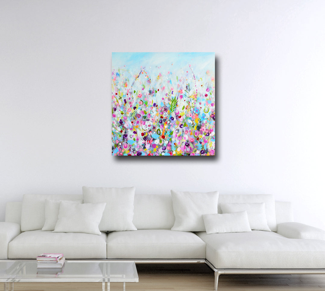 Floral Meadow Wall Art Print on Stretched Canvas or Fine Art Paper