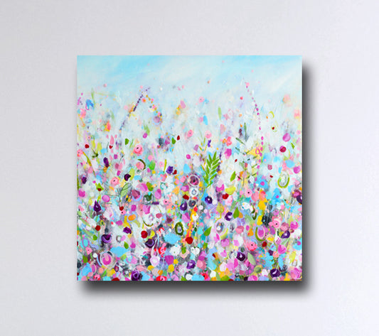 Floral Meadow Wall Art Print on Stretched Canvas or Fine Art Paper