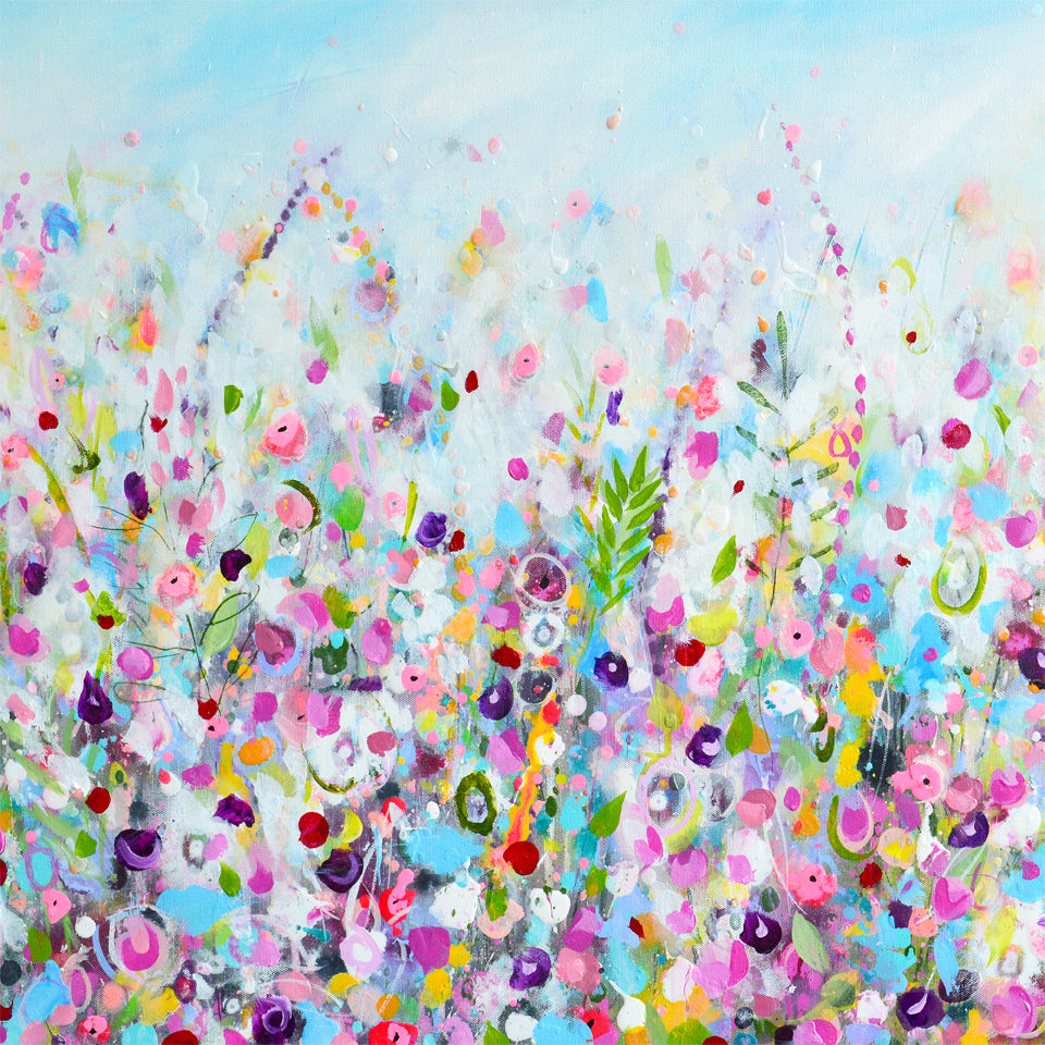 Floral Meadow Wall Art Print on Stretched Canvas or Fine Art Paper