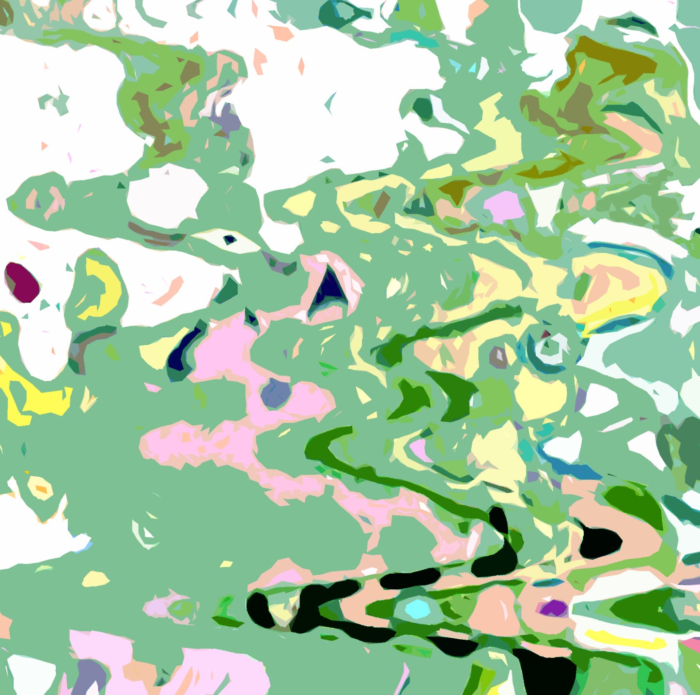 Green Wavy Abstract Art Giclee Print on Stretched Canvas or Fine Art Paper - Various Sizes